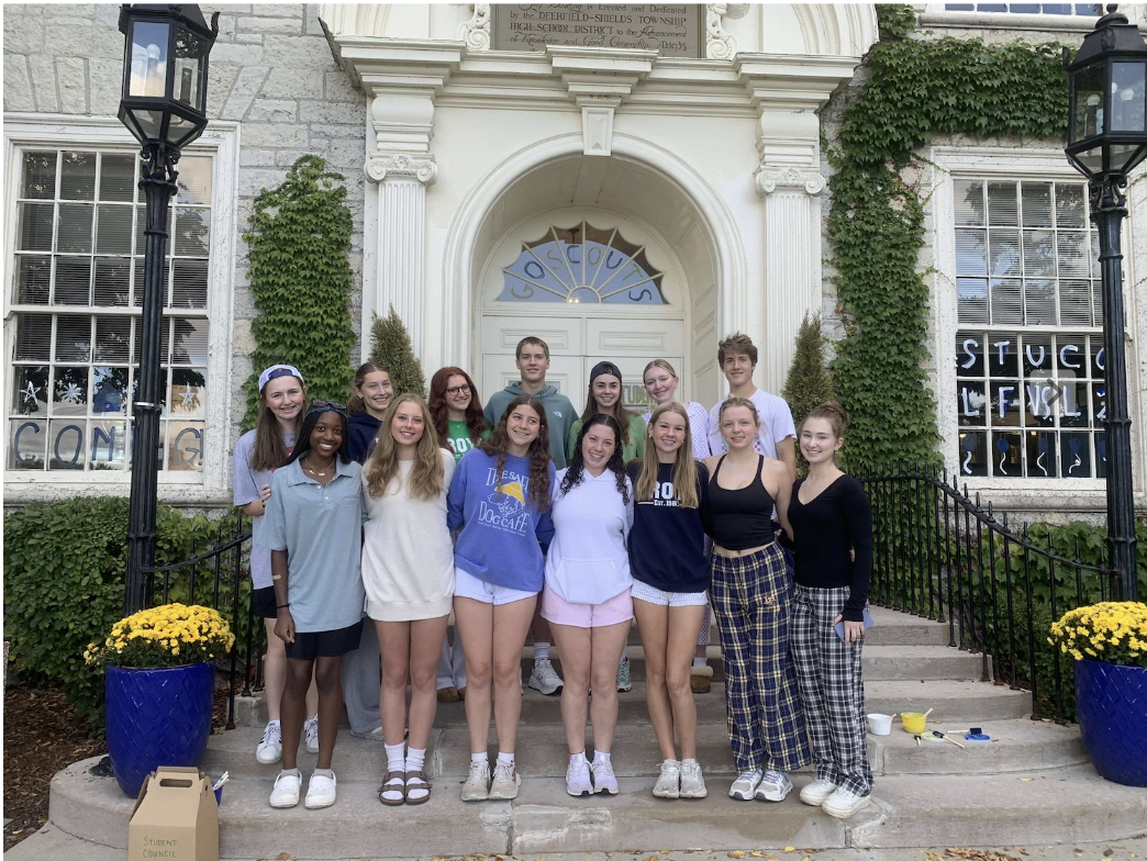 Student Council after painting the front windows of LFHS -- Courtesy of Kat Yakes